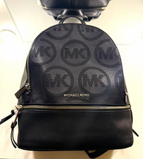 Michael Kors Women's Black Logo Backpack Silver Hardware Zip Pockets Women's Backpack price