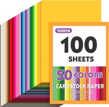 NEW - Colored Cardstock- 100 Sheets 8.5" X 11" - 50 Assorted Colors Colored Cardstock & Cardboard price