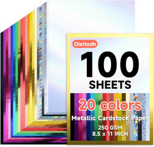 100 Sheets Metallic Mixed Cardstock Paper Bulk 20 Colors,Foil Board Paper 8.5" Colored Cardstock & Cardboard price
