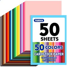 50 Sheets 8.5x11 Colored Cardstock Assorted Colors 180GSM Printer Paper Crafts Colored Cardstock & Cardboard price