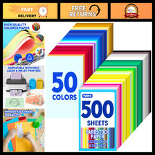 500 Sheets 8.5"x11" Colored Cardstock - 50 Assorted Colors, 230GSM for Crafts & Colored Cardstock & Cardboard price