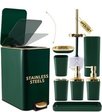 Bathroom Set Bathroom Accessories Set 8 Piece Green and Gold Bathroom Set,... Bathroom Care Accessories price