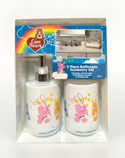 NEW Care Bears 3pc Bathroom Accessories Set Toothbrush Cup/Soap Pump/Storage Bin Bathroom Care Accessories price