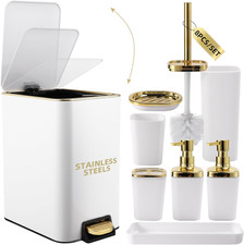 White Bathroom Accessories Set 8 Piece White and Gold Bathroom Set, Bathroom Set Bathroom Care Accessories price