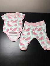 Monica + Andy Girls Preemie 2pc Watermelon Bodysuit Pants Set Pink/White Baby Bodysuit price