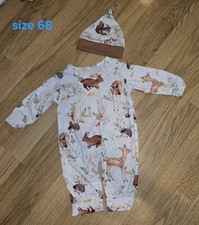 Size 68 Nature Theme Outfit And Matching Hat Baby Bodysuit price