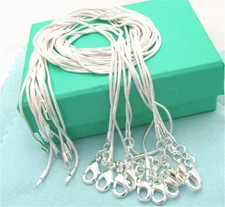 10PCS wholesale 925 sterling solid silver 1MM 16-30inch snake chain necklace Silver Necklace price