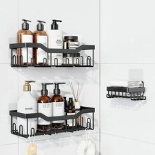Rectangle shower caddy Shower Organizer Stainless Steel No drilling Black Bathroom Shelf price