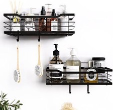 Rustproof Shower Shelf Rack Adhesive Shower Shelves & 4 Hooks Organizer 2 Pcs Bathroom Shelf price