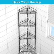 4 Tier Floor Standing Corner Shower Caddy Organizer Shelf with Hooks, Bathroom Bathroom Shelf price