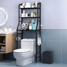 Space-Saving Over Toilet Storage Shelf Bathroom Organizer Rack w Removable Hooks Bathroom Shelf price