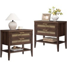 SICOTAS 26" 2-Drawer Nightstand Set 2 Mid Century Farmhouse Bedside Table Nightstand price