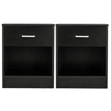Set of 2 Bedroom Bedside Table Nightstand End Side With Drawer and Open Shelf Nightstand price