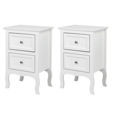 Set of 2 FCH Nightstand End Table with Two Drawer White Finish Bedside Table Nightstand price