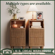 Modern Fluted Nightstand Set of 2 Bedside Table with Drawers for Bedroom Nightstand price