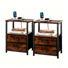 2 PACK Nightstand Bedside Table W/ 2 Drawers Charging Station Bedroom Side Table Nightstand price