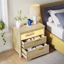 LED Night Stand with Charging Station, End Table w/ Hidden Drawer & Open Shelf Nightstand price