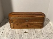 Antique Handmade Wooden Pencil Box W/Working Key Brass Trim Storage Jewelry Wooden Pencil price