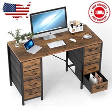 47 Inch Computer Desk with 8 Fabric Drawer, Home Office Desk with Power Outlets Office Computer Desk price