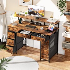 47 Inch Computer Desk with 8 Drawers, Office Desk with Power Outlets & LED Light Office Computer Desk price