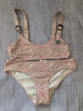 Xhilaration Women's Two-Piece Bikini Swimsuit Set, Small, Beige with Rust Print Bikini price