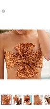 Juan de Dios Albatross Mustard/Brown Floral Bow Bikini Top Size M Bikini price