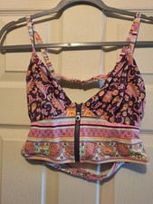 Victoria's Secret Colorful Paisley Zip Bikini Swim Top Women's Size L Bikini price