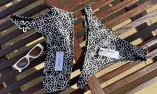 Nasty Gal Black/White Floral Textured One Shoulder 2-Piece Bikini Set UK 4 US 8 Bikini price