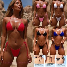 New Sexy Mini Bikini Shiny Women Brazilian G-String Set Thong Swimwear Swimsuits Bikini price