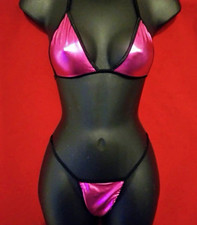 Women’s M 2-Piece Metallic Pink/Black Triangle Halter Bikini Set Bikini price
