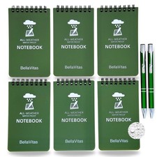BellaVitas 6pc Green Waterproof 3x5 Pocket Notebook Notepad Tactical All-Weat... Notebook & Notepad price