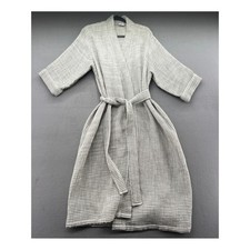 Spa Essentials Robe S/M Waffle Knit Spa Heather Grey Lightweight Kimono Pockets Bathrobe price