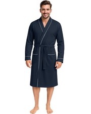 NY Threads Men's Robe Cotton Blend Knit Bathrobe, Large, Navy Bathrobe price