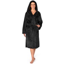 Womens Robe with Hood Fleece Plush Soft Long Hooded Robe Bathrobe for Spa Bath Bathrobe price