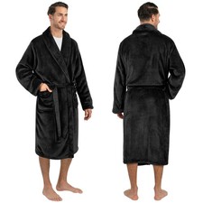 Mens Fleece Robe Bathrobe Soft Bath Robe Lightweight Long Soft Shower Spa 3Sizes Bathrobe price