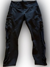 Fabletics PowerHold Black Cropped Capri Leggings Mesh Panels Leggings price