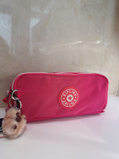 NWT Kipling Gitroy Pencil Case Cosmetic Case Happy Pink red Monkey Charm Pencil Case price