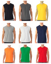 Mens Cotton Sleeveless T Shirt Tank Solid Blank Hot Summer Gym Cool Comfort US Men's Shirt price
