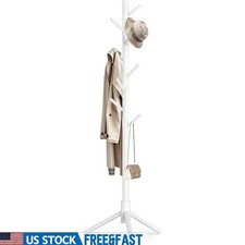 Multifunctional Wooden Coat Rack W/ 8 Hooks Adjustable Height Home Office New Office Coat Rack price