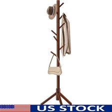 Adjustable Wooden Coat Rack W/ 8 Hooks Free Standing Entryway Bedroom Office New Office Coat Rack price