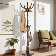 73" Adjustable Wood Coat Rack with Stable Base for Home & Office (Antique) Office Coat Rack price