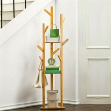 High-Grade Bamboo Coat Rack Stand Condo Office Bedroom Hall Tree Clothes Shelf Office Coat Rack price
