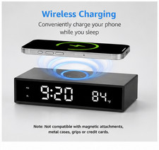 Digital LED Alarm Clock with Wireless Charging, NIGHTTIME MODE, Black Alarm Clocks & Radios price