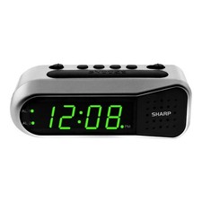 SHARP Digital Dual Alarm Clock, Silver with Green LED Display, Ascending Alarm Alarm Clocks & Radios price