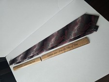 Vintage 100% Silk Charcoal Grey Red Silver Hand Made Retro Paisley Mens Necktie Tie price