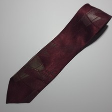 VTG Wembley Geometric Burgundy Polyester Necktie Tie price