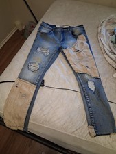 R3bel Slim Fit Straight Leg Blue Medium Wash Distressed Denim Jeans Size 32 Men's Jeans / Denim Pants price