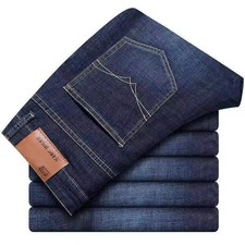 Men’s Casual Straight Leg Jeans Soft Stretch Denim Zipper Fly Blue Black Pants Men's Jeans / Denim Pants price