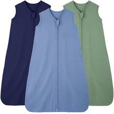 Baby Sleep Sack 0-6 Months 3 Pack 100% Cotton 0.5 Tog Cyan Double Zipper Baby Sleep Sack price