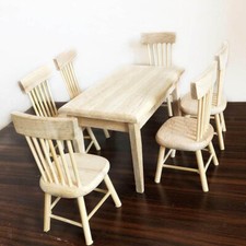 1/12 Scale Dollhouse Miniature Dining Room Furniture Wooden Table and Chairs Set Dining Room Set / Set price